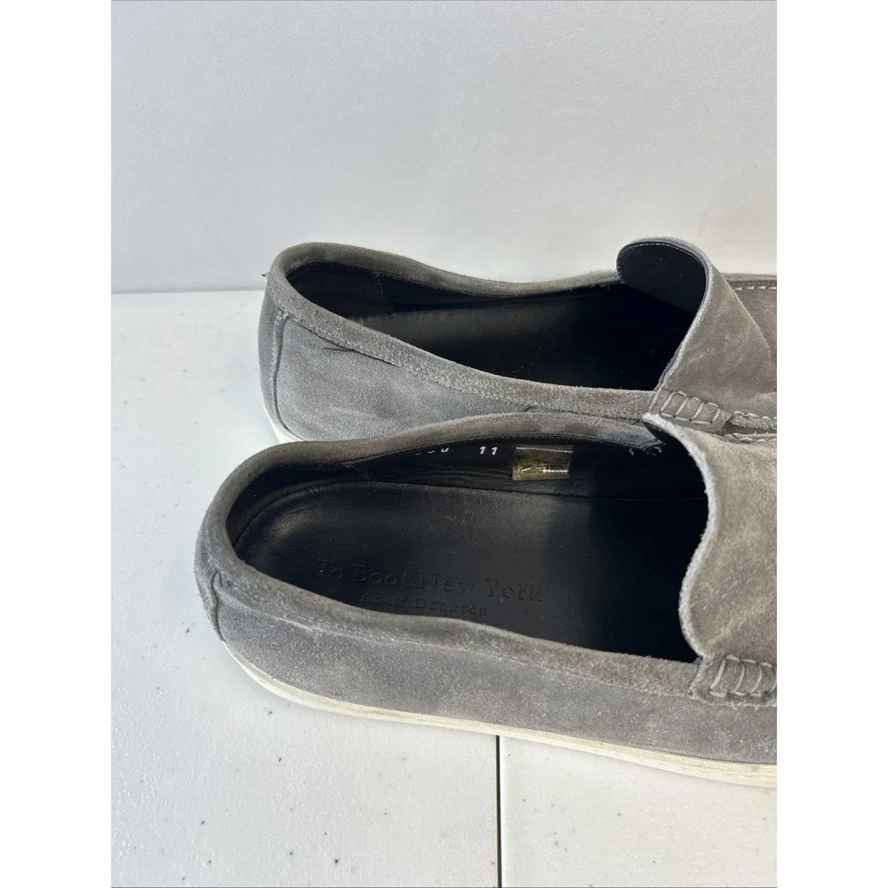 TO BOOT NEW YORK Adam Derrick Made in Italy Grey Suede Loafers Men's Size 11 US